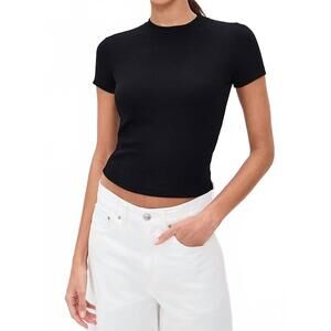 NEW STATESIDE rib short sleeve baby tee in black